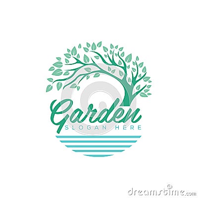 Bright logo on the garden theme Vector illustration Vector Illustration