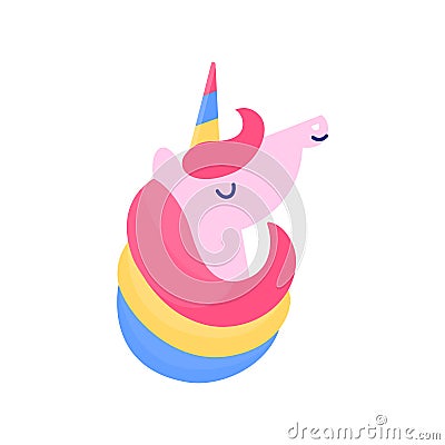 Bright logo. Unicorn with a colorful mane and horn Vector Illustration