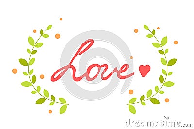 A bright love lettering. Illustration for valentines Stock Photo