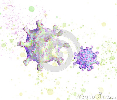 Bright lurid beautiful coronavirus cells Cartoon Illustration