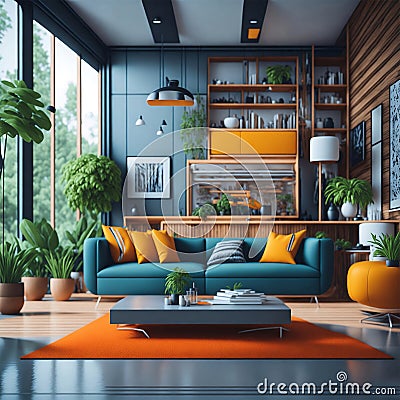 Bright and Luxurious Modern Living Room Design Concept for Architects and Interior Designers Stock Photo