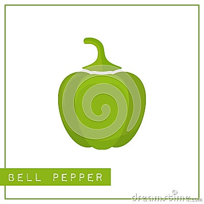 Isolated green bell pepper memory training card Vector Illustration