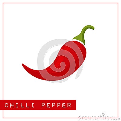 Isolated red chilli pepper memory training card Vector Illustration