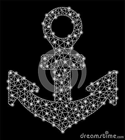 Bright Mesh Carcass Anchor with Flare Spots Vector Illustration