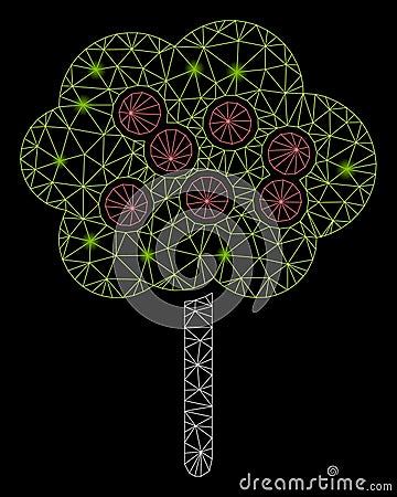 Bright Mesh 2D Apple Tree with Flare Spots Vector Illustration