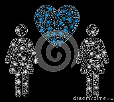 Flare Mesh Network Lesbi Love Pair with Flare Spots Vector Illustration