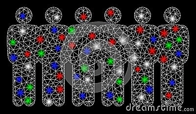 Bright Mesh Network People Demographics with Flare Spots Vector Illustration