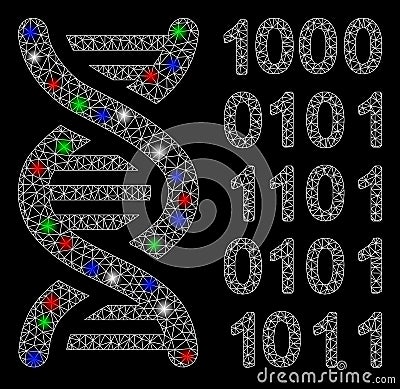 Bright Mesh Wire Frame Genetical Code with Flare Spots Stock Photo