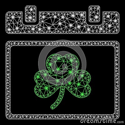 Bright Mesh Wire Frame Saint Patrick Calendar Day with Flash Spots Vector Illustration
