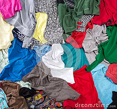 Bright messy colorful clothing Stock Photo