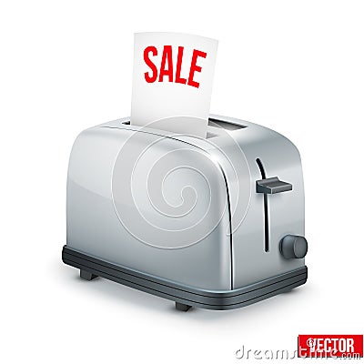 Bright Metal toaster with message SALE. Vector Vector Illustration