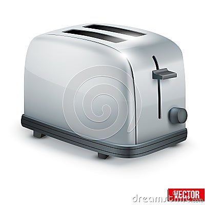 Bright Metal toaster. Vector isolated on white. Vector Illustration