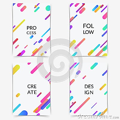 Bright minimalistic fashion lines folder cover collection Vector Illustration