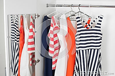 Bright modern fashion women's dresses Stock Photo