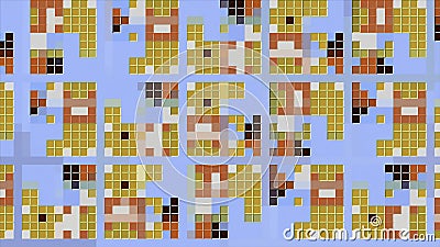 Bright mosaics assembled from small squares.Motion.Multi-colored squares that create patterns and change their colors in Stock Photo