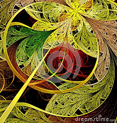 Bright multi-color abstract fractal background of circles and geometric elements. Beautiful abstract fractal to highlight Stock Photo