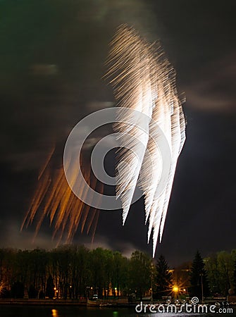 Bright multi-colored fireworks lights Stock Photo