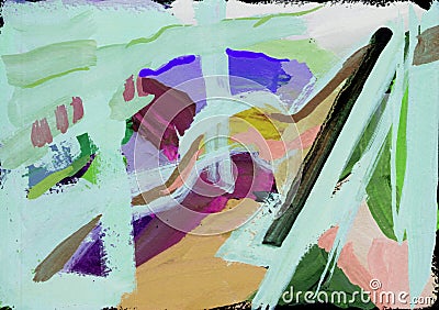 Bright multi-colored painting, contemporary art. Gouache acrylic tempera paint, abstract texture hand drawn gradient background Stock Photo