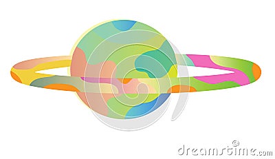 Bright multi-colored planet Cartoon Illustration