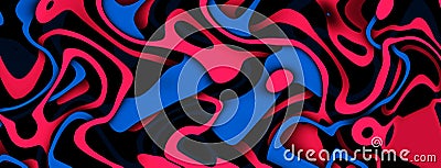 Bright multicolor background. Blue red panoramic wavy pattern Cartoon Illustration