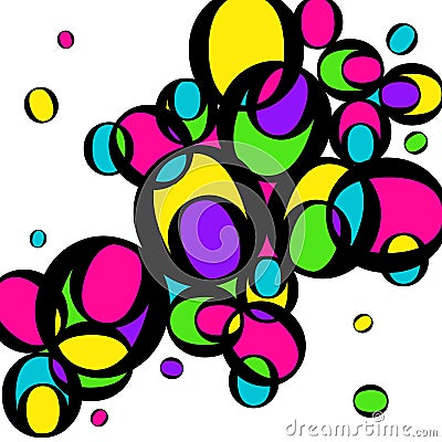 Bright multicolored circles. Yellow, green, pink circles. Stock Photo