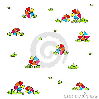 Bright multicolored flowers. Children`s funny drawing Vector Illustration