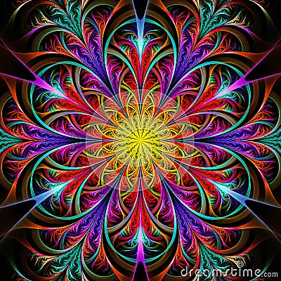 Bright multicolored fractal flower Stock Photo