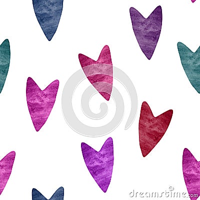 Bright multicolored hearts wallpaper pattern. Cartoon Illustration