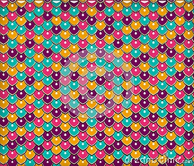 Bright multicoloured snake skin with gold edges and reflection, long sharp scale. Seamless pattern Stock Photo