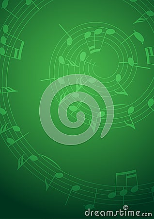 Bright music background with notes - green Stock Photo