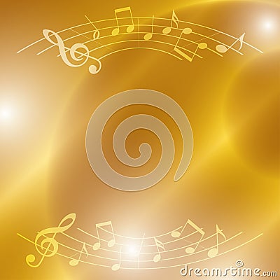 Bright music vector background with notes and lights Vector Illustration