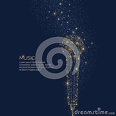 Bright music poster with microphone of glitter place for text. Vector illustration Vector Illustration