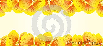 Bright Nasturtium Seamless border. Yellow flowers. Beautiful Horizontal banner. Light background. Card, invitation, poster Vector Illustration