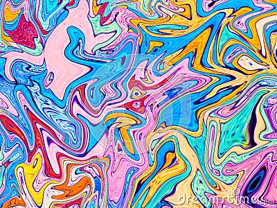 Bright neon color palette digital marbling. Marble abstract background. Candy colored suminagashi Stock Photo