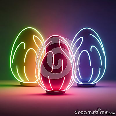 Bright neon Easter eggs emit warm, inviting hues Stock Photo