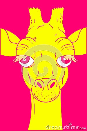 Head of funny neon giraffe vector illustration Vector Illustration