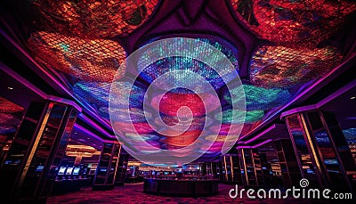 Bright nightlife celebration in modern illuminated nightclub generated by AI Stock Photo