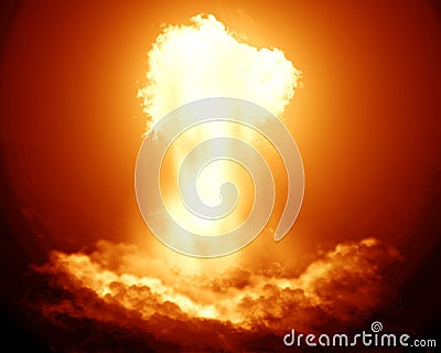 Bright nuclear explosion Stock Photo