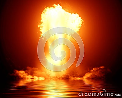 Bright nuclear explosion Stock Photo