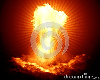 Bright nuclear explosion Stock Photo