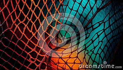 Bright nylon netting catches fish in the dark generated by AI Stock Photo