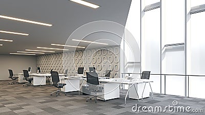 Bright office in bright colors. Cartoon Illustration