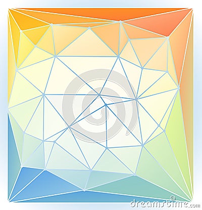 Bright orange blue green spring mood low poly background. Abstract vector illustration Vector Illustration