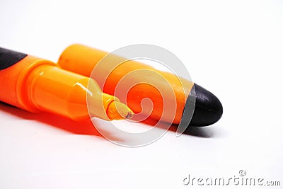 underlining orange highlighter Stock Photo