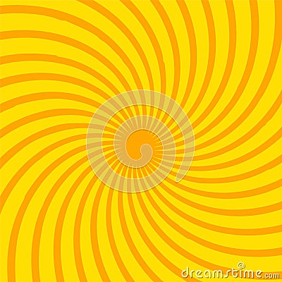 Bright orange rays background. Twister effect. pop art style Vector Illustration