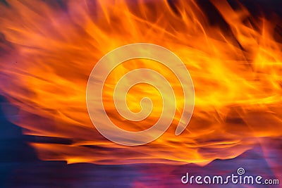 Bright orange and yellow flames with pink and purple edges background asset Stock Photo