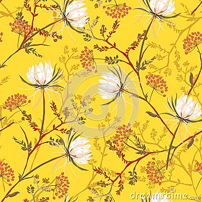 Bright oriental Seamless pattern of white soft and graceful blo Stock Photo