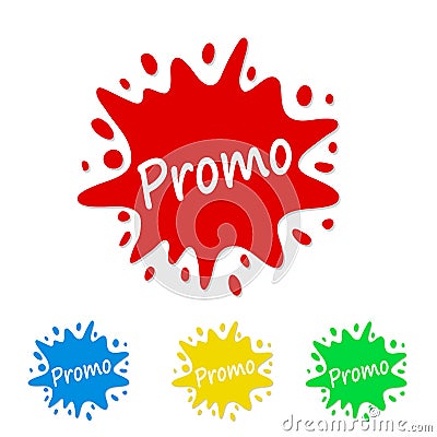 Bright paint splash tag with promo, stock vector illustration Vector Illustration