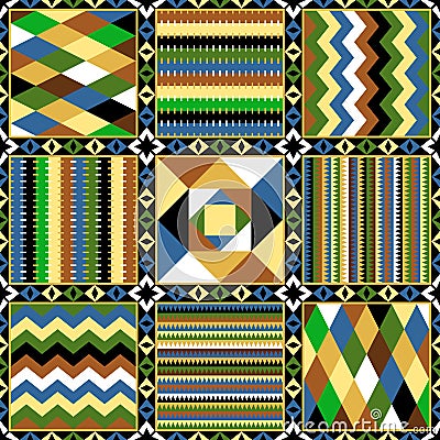 Bright patchwork pattern of nine squares. Vector design Vector Illustration