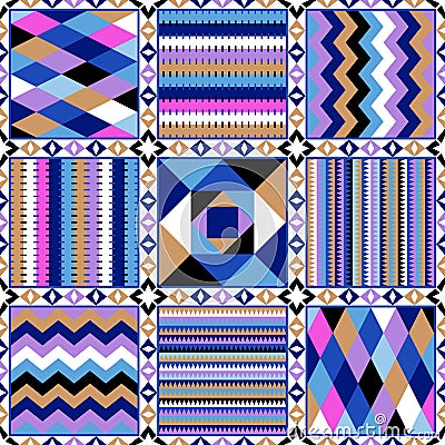 Bright patchwork pattern of nine squares. Vector design Vector Illustration